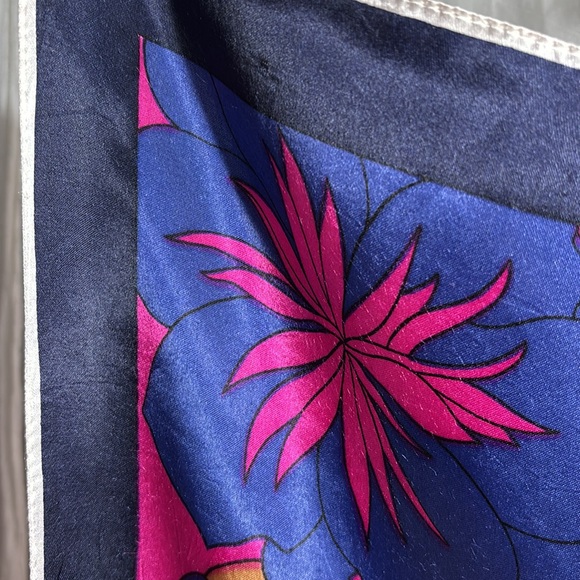 Vintage Italian Acetate Satin floral print scarf - Picture 7 of 17